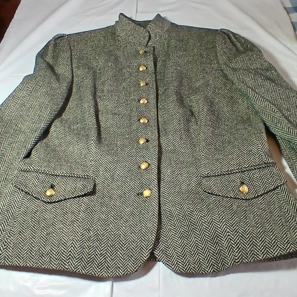 Chaps Herringbone Lined Wool Blend Women's Blazer Size L